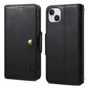 DENIOR iPhone 15 Plus Plånboksfodral i Konstläder med - Svart