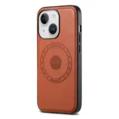 DENIOR iPhone 15 Plus Magnetfodral Läder+PC+TPU - Brun