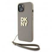 DKNY iPhone 15 Plus Mobilskal Wrist Strap Stock Logo - Beige