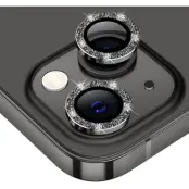 Enkay Glitter Ring Lens Protector (iPhone 15/15 Plus) - Svart
