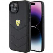 Ferrari iPhone 15 Plus Mobilskal Quilted Metal Logo - Svart