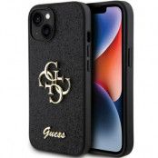 Guess iPhone 15 Plus Mobilskal Glitter Script Big - Svart