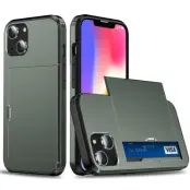 iPhone 15 Plus Mobilskal Korthållare - Grön