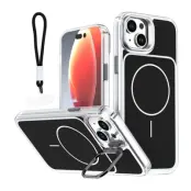 iPhone 15 Plus Mobilskal MagSafe Lens Kickstand med Handrem (Svart)