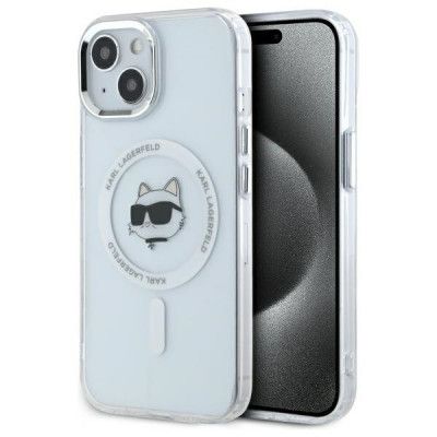 Karl Lagerfeld Mobilskal till iPhone 15 Plus MagSafe IML Choupette Head - Vit