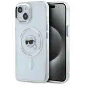 Karl Lagerfeld iPhone 15 Plus Mobilskal Magsafe Metal Karl Head - Vit