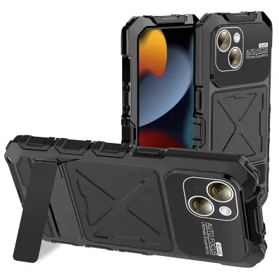 R-JUST iPhone 15 Plus Mobilskal Shockproof Silikon + Metall Svart