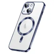 SULADA iPhone 15 Plus Skal MagSafe TPU Tempererat Glas Titanium Blå