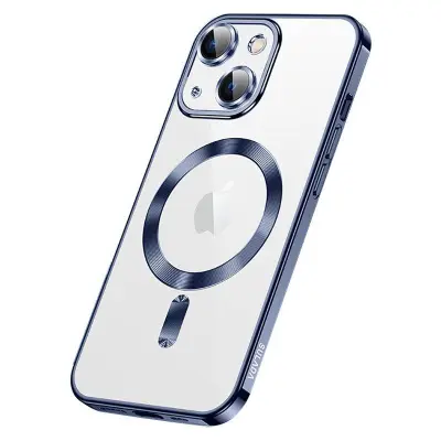 SULADA iPhone 15 Plus Skal MagSafe TPU Tempererat Glas Titanium Blå