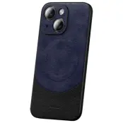 SULADA iPhone 15 Plus Skal PU Läder Coated PC+TPU Blå