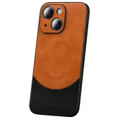 SULADA iPhone 15 Plus Skal PU Läder Coated PC+TPU Orange