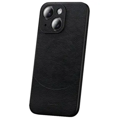 SULADA iPhone 15 Plus Skal PU Läder Coated PC+TPU Svart