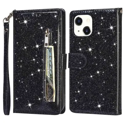 Trolsk Glitter Wallet (iPhone 15 Plus) - Svart