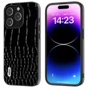 ABEEL iPhone 15 Pro Max Fodral Äkta Läder Krokodiltextur Svart
