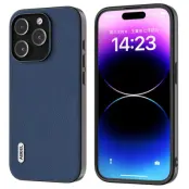 ABEEL iPhone 15 Pro Max Mobilskal Äkta Läder Litchi - Blå