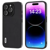ABEEL iPhone 15 Pro Max Mobilskal Äkta Läder Litchi - Svart