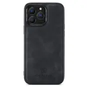 DG.MING iPhone 15 Pro Max Mobilskal PC+TPU+PU Läder Svart