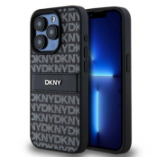 DKNY iPhone 15 Pro Max Mobilskal Läder Mono Stripe & Metal Logo