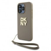 DKNY iPhone 15 Pro Max Mobilskal Wrist Strap Stock Logo - Beige