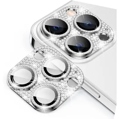 Enkay Rhinestone Camera Glass (iPhone 15 Pro/15 Pro Max) - Guld