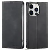 FORWENW iPhone 15 Pro Max Plånboksfodral Konstläder - Svart