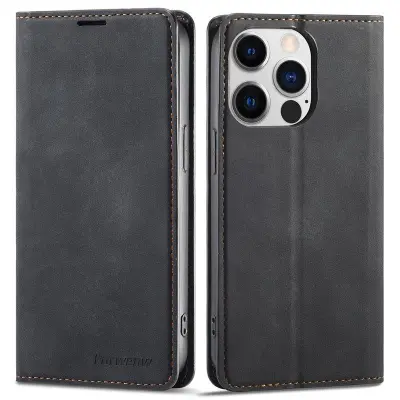 FORWENW iPhone 15 Pro Max Plånboksfodral Konstläder - Svart
