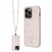 Guess iPhone 15 Pro Max Mobilskal Crossbody Metall Logo Rosa