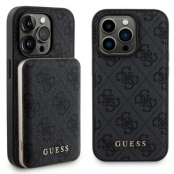 Guess iPhone 15 Pro Max Mobilskal Med Powerbank 5000mAh Magsafe Metal Logo