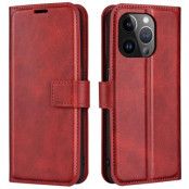 iPhone 15 Pro Max Plånboksfodral Calf Flip Folio - Röd