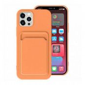 iPhone 15 Pro Max Silikonskal med Korthållare - Orange