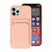 iPhone 15 Pro Max Silikonskal med Korthållare - Rosa