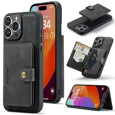 JEEHOOD iPhone 15 Pro Max Fodral KonstLäder - Svart