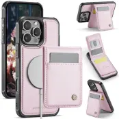 JEEHOOD J06 iPhone 15 Pro Max Konstläder fodral MagSafe Rosa