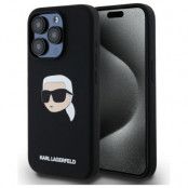 Karl Lagerfeld iPhone 15 Pro Max Mobilskal MagSafe Silikon Karl Head - Svart