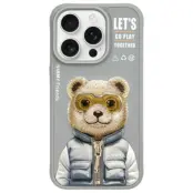 Nimmy iPhone 15 Pro Max Mobilskal Cool&Cute 2.0 Bear - Grå