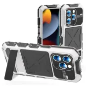 R-JUST iPhone 15 Pro Max Skal Silikon+Metall Anti-drop Silver