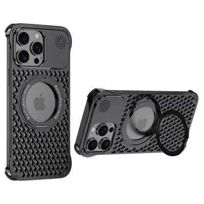 R-JUST RJ64 iPhone 15 Pro Max Skal Aluminium Svart Cooling