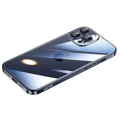SULADA Crystal Steel Series iPhone 15 Pro Max Skal TPU+Glas Blå