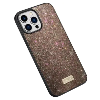 SULADA iPhone 15 Pro Max Back Cover PU Läder Glittrande Flerfärgad