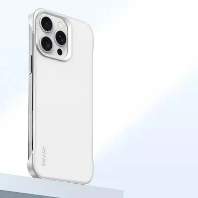 SULADA iPhone 15 Pro Max Skal Frameless PU + PC Bakcover - Vit