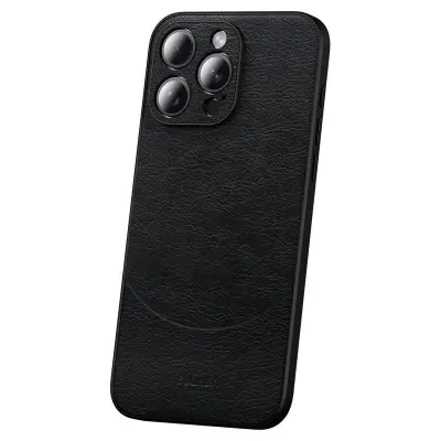 SULADA iPhone 15 Pro Max Skal MagSafe Läder Svart