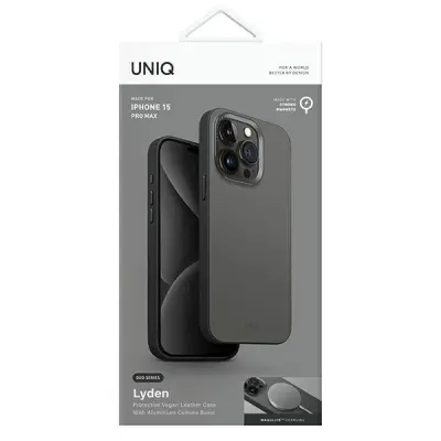 UNIQ iPhone 15 Pro Max Mobilskal MagSafe Lyden DS - Träkolgrå