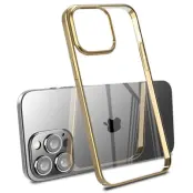X-LEVEL iPhone 15 Pro Max Fodral Hård PC Klar Bakre Guld