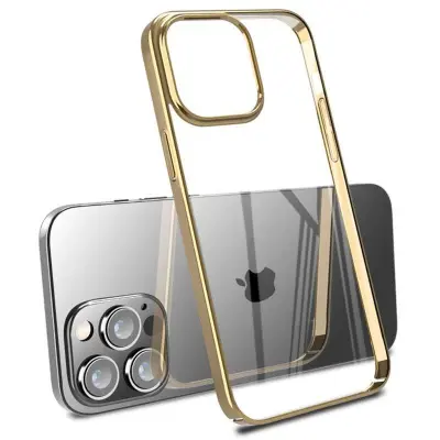 X-LEVEL iPhone 15 Pro Max Fodral Hård PC Klar Bakre Guld