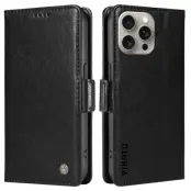 YIKATU iPhone 15 Pro Max Plånboksfodral Litchi Texture - Svart