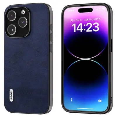 ABEEL iPhone 15 Pro Skal Drop Proof PU Läder Blå