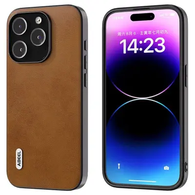 ABEEL iPhone 15 Pro Skal Drop Proof PU Läder Brun