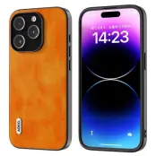 ABEEL iPhone 15 Pro Skal Litchi Textur PU Läder Orange