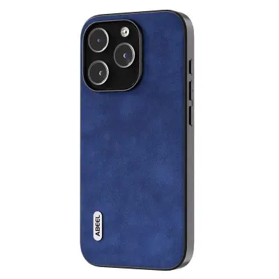 ABEEL iPhone 15 Pro Skal Texturerad PU Läder Blå