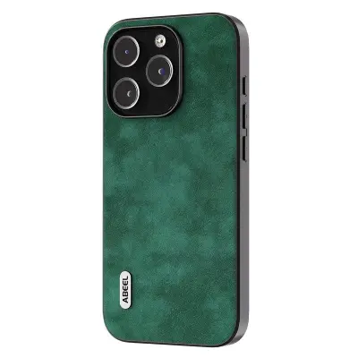 ABEEL iPhone 15 Pro Skal Texturerad PU Läder Grön